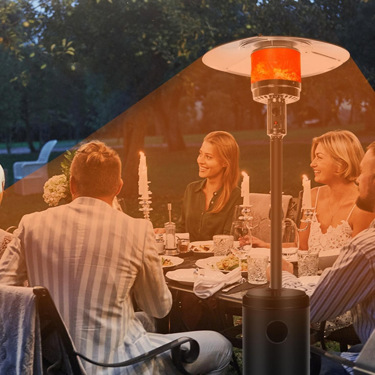 Outdoor Patio Heater With Wheels,Propane 46,000 BTU