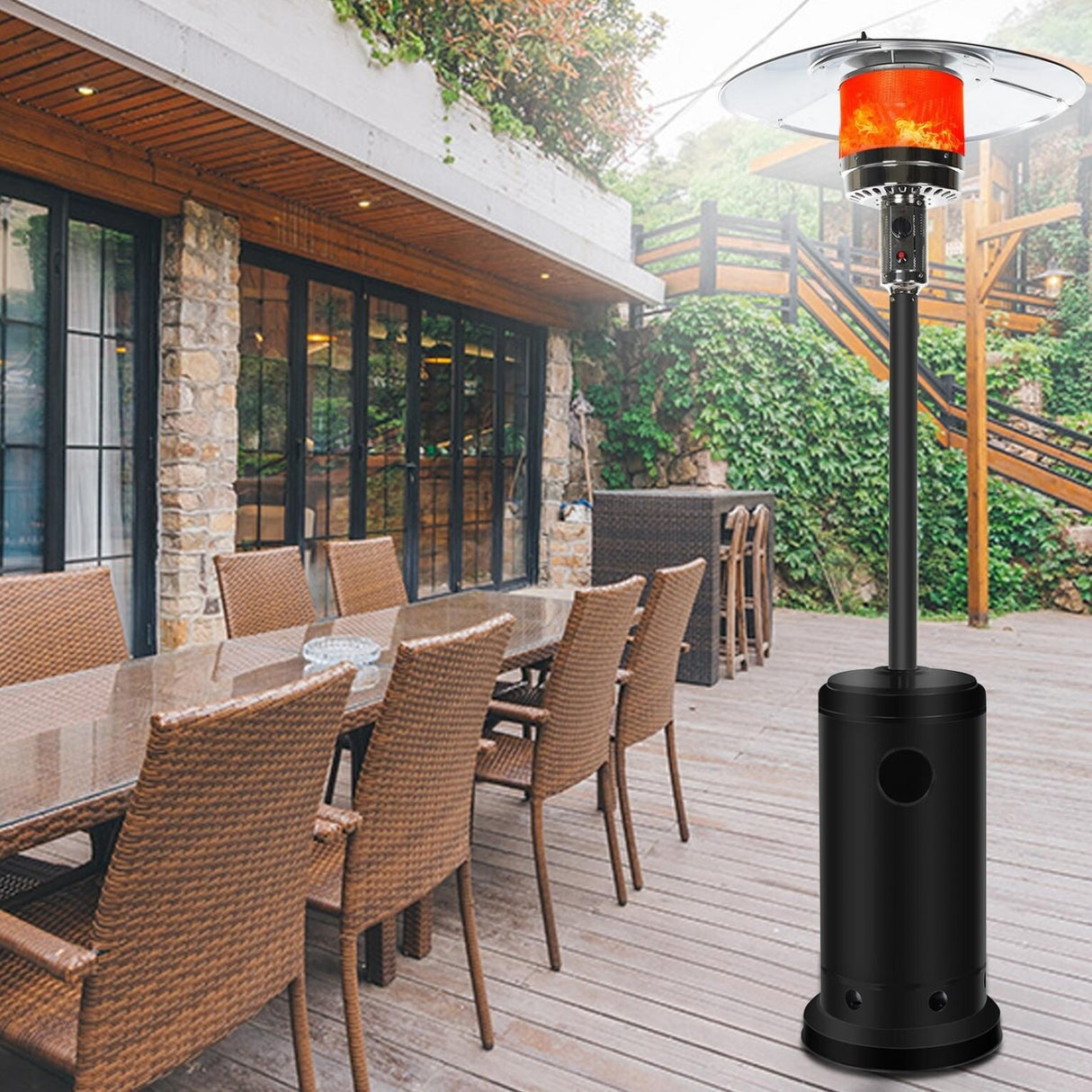 Outdoor Patio Heater With Wheels,Propane 46,000 BTU