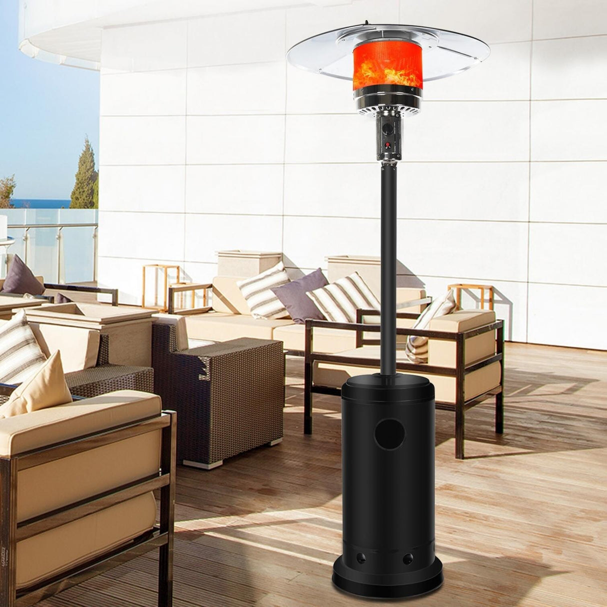 Outdoor Patio Heater With Wheels,Propane 46,000 BTU