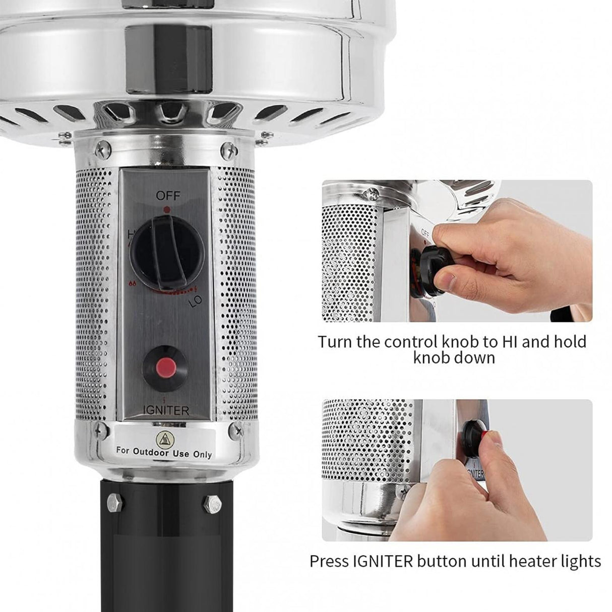 Outdoor Patio Heater With Wheels,Propane 46,000 BTU