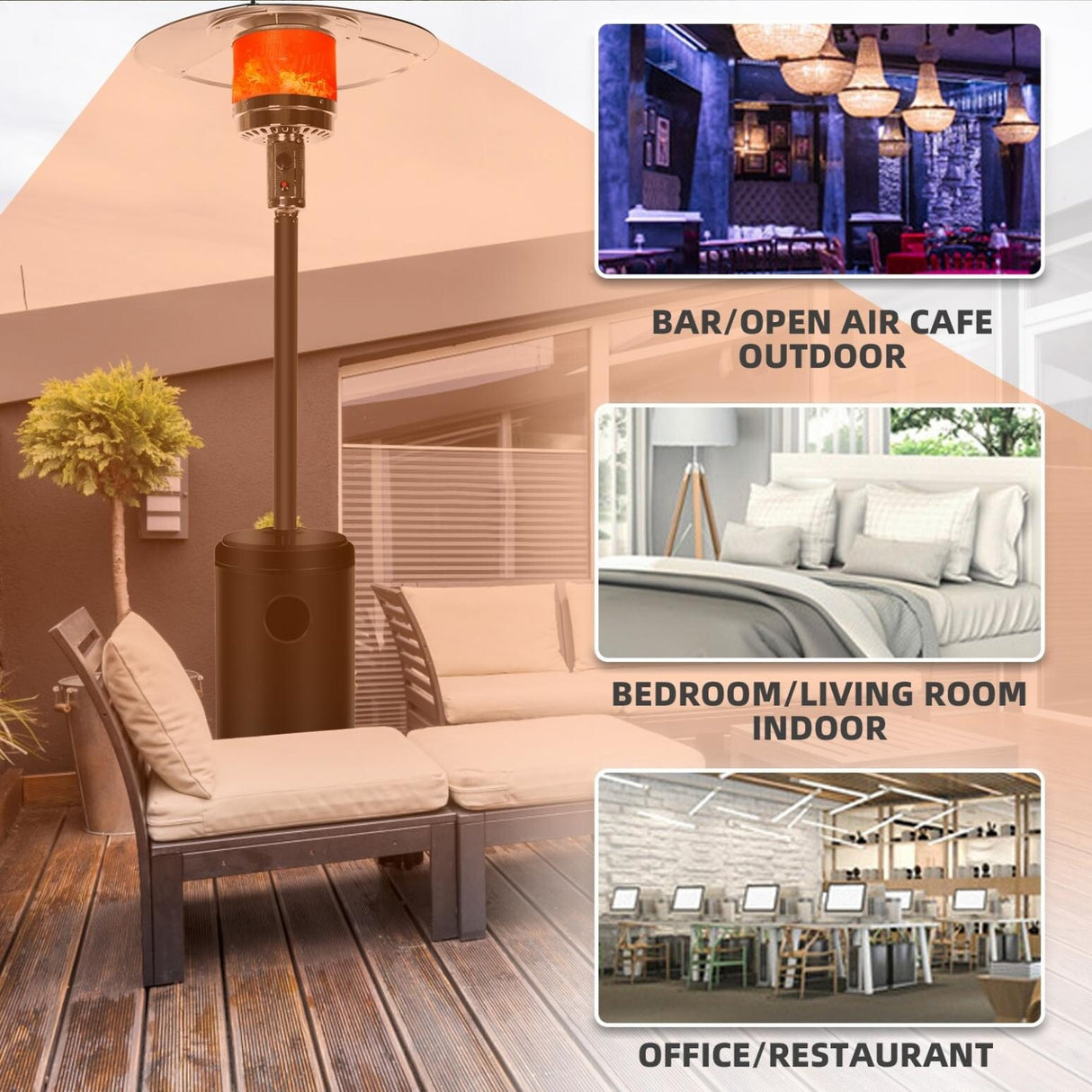 Outdoor Patio Heater With Wheels,Propane 46,000 BTU