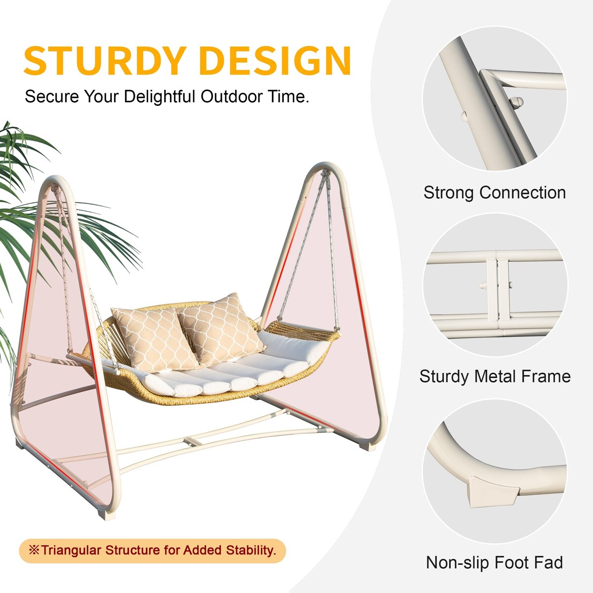 Outdoor Patio Porch Swing with Cushions