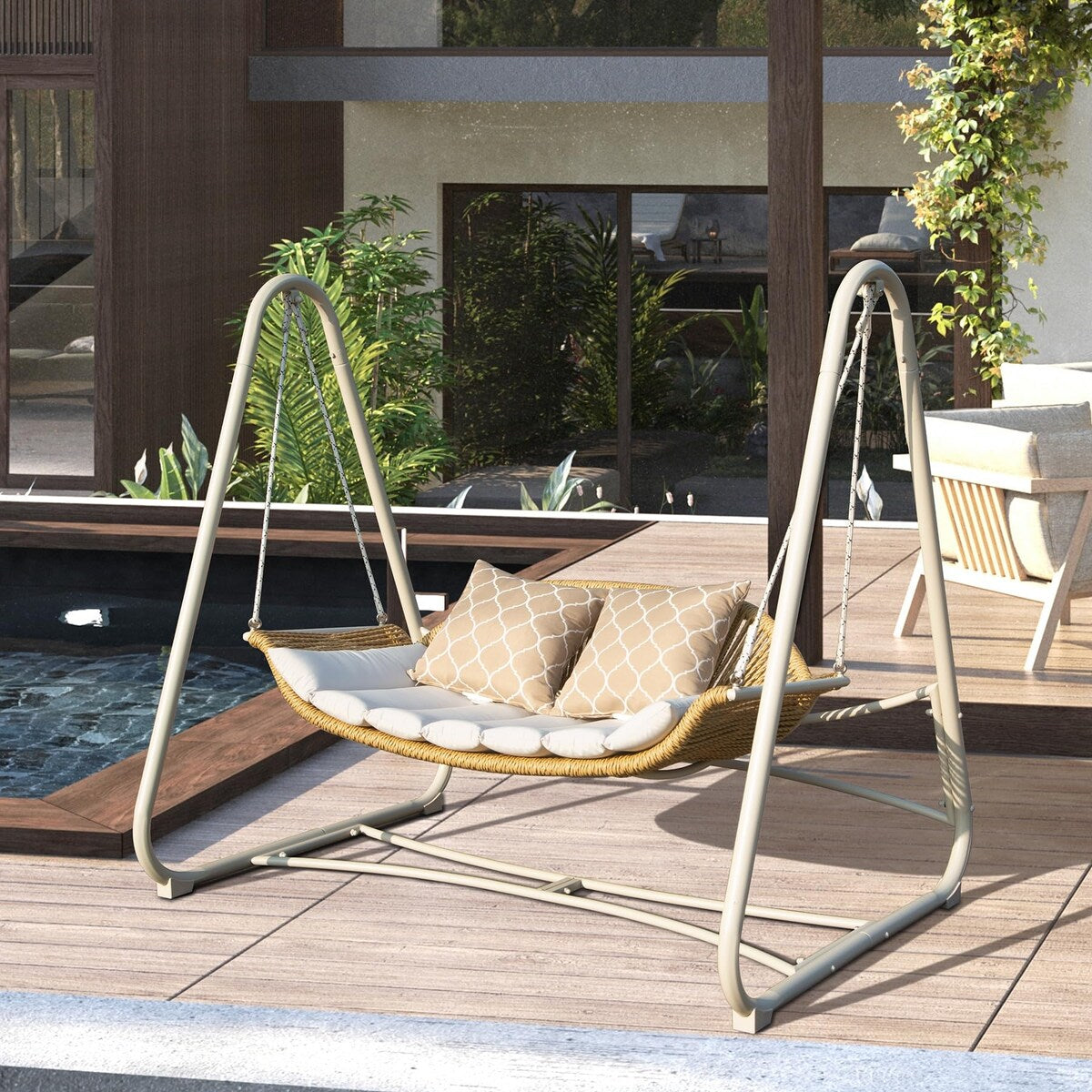 Outdoor Patio Porch Swing with Cushions