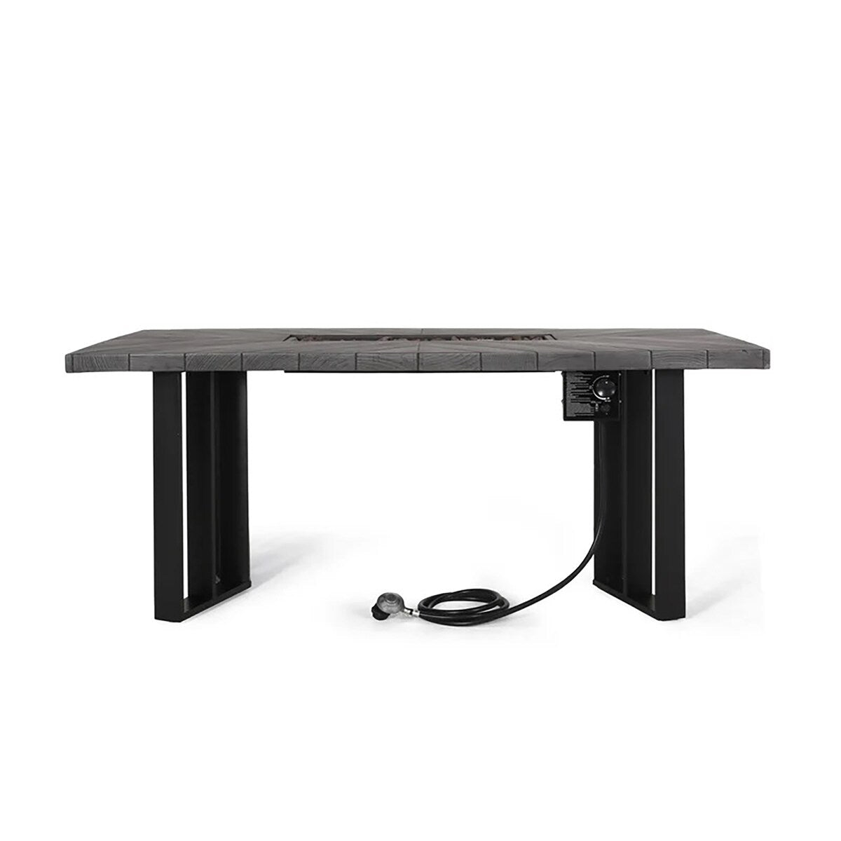 Rectangle Outdoor Patio Propane Fire Pit Concrete Wood-Pattern Fire Table