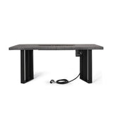 Rectangle Outdoor Patio Propane Fire Pit Concrete Wood-Pattern Fire Table