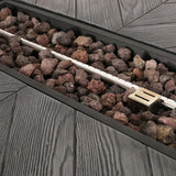 Rectangle Outdoor Patio Propane Fire Pit Concrete Wood-Pattern Fire Table