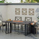 Rectangle Outdoor Patio Propane Fire Pit Concrete Wood-Pattern Fire Table