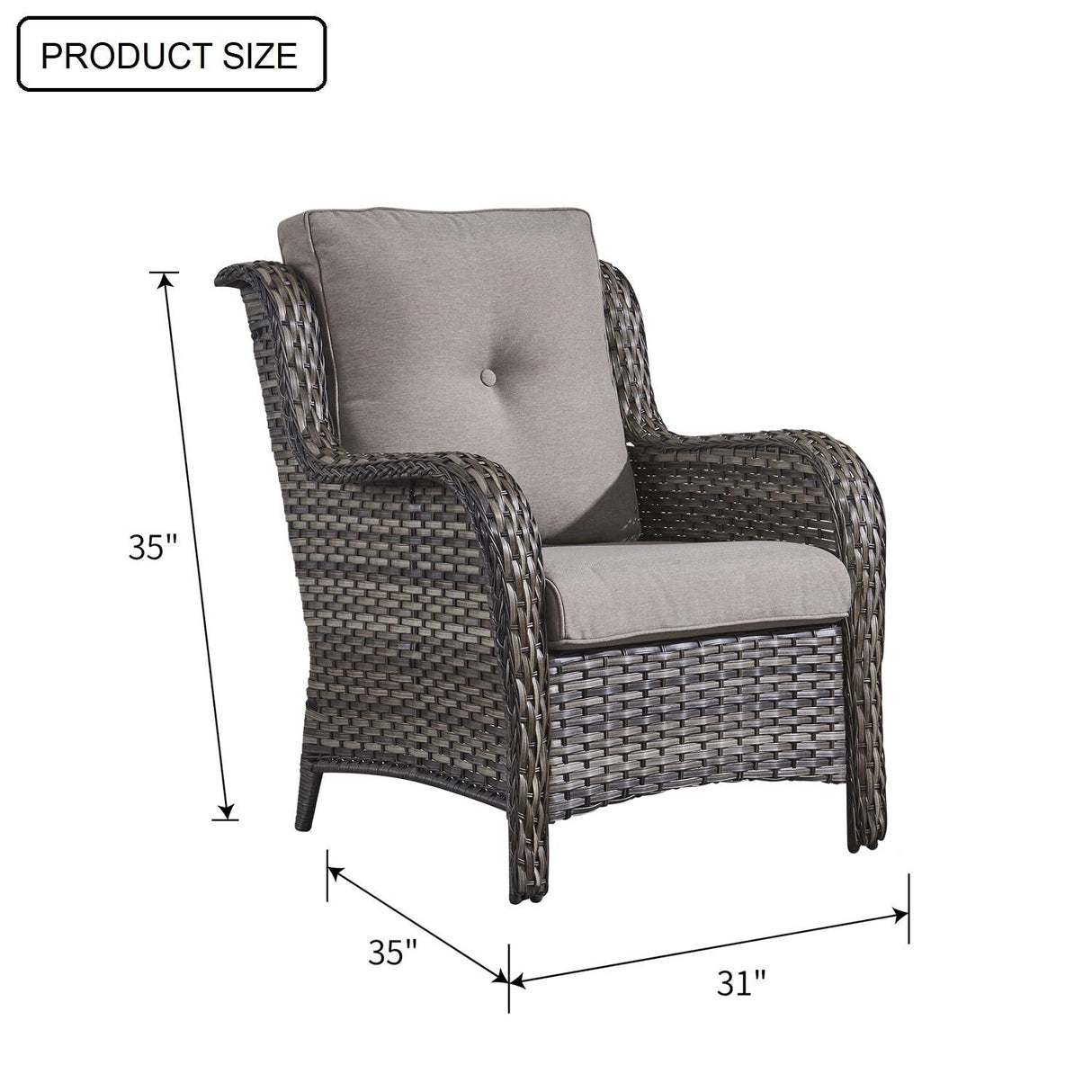 Gymojoy Outdoor Patio Rattan Chairs with Cushions Set of 2
