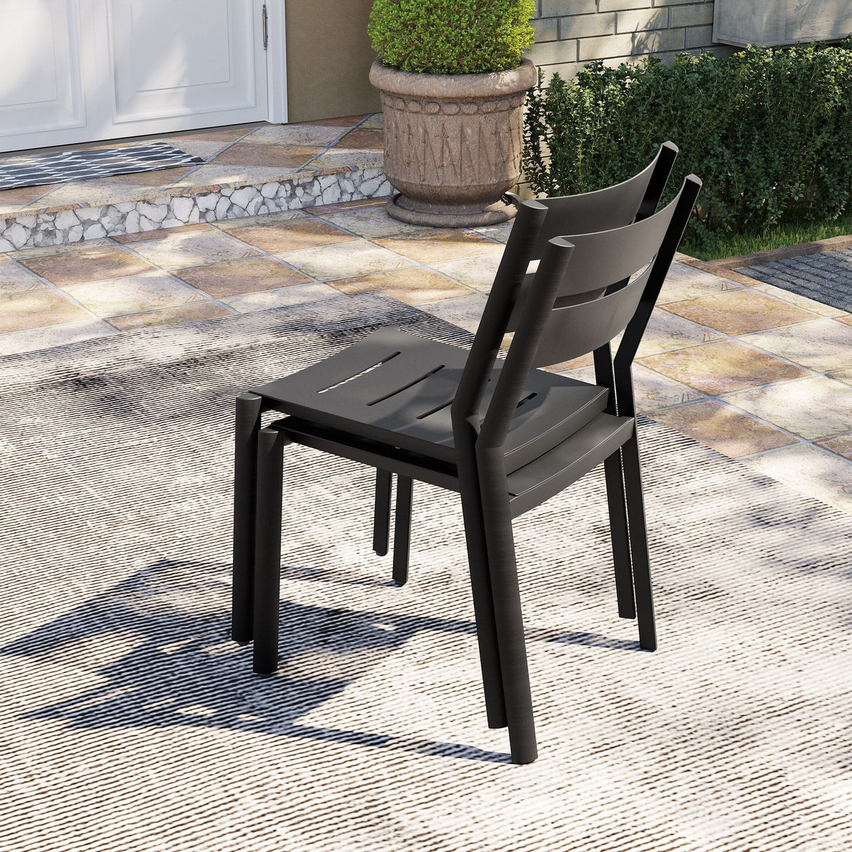 Pellebant Outdoor Stackable Aluminum Dining Chairs - 15.2 in W * 17.3 in D * 32.2 in H
