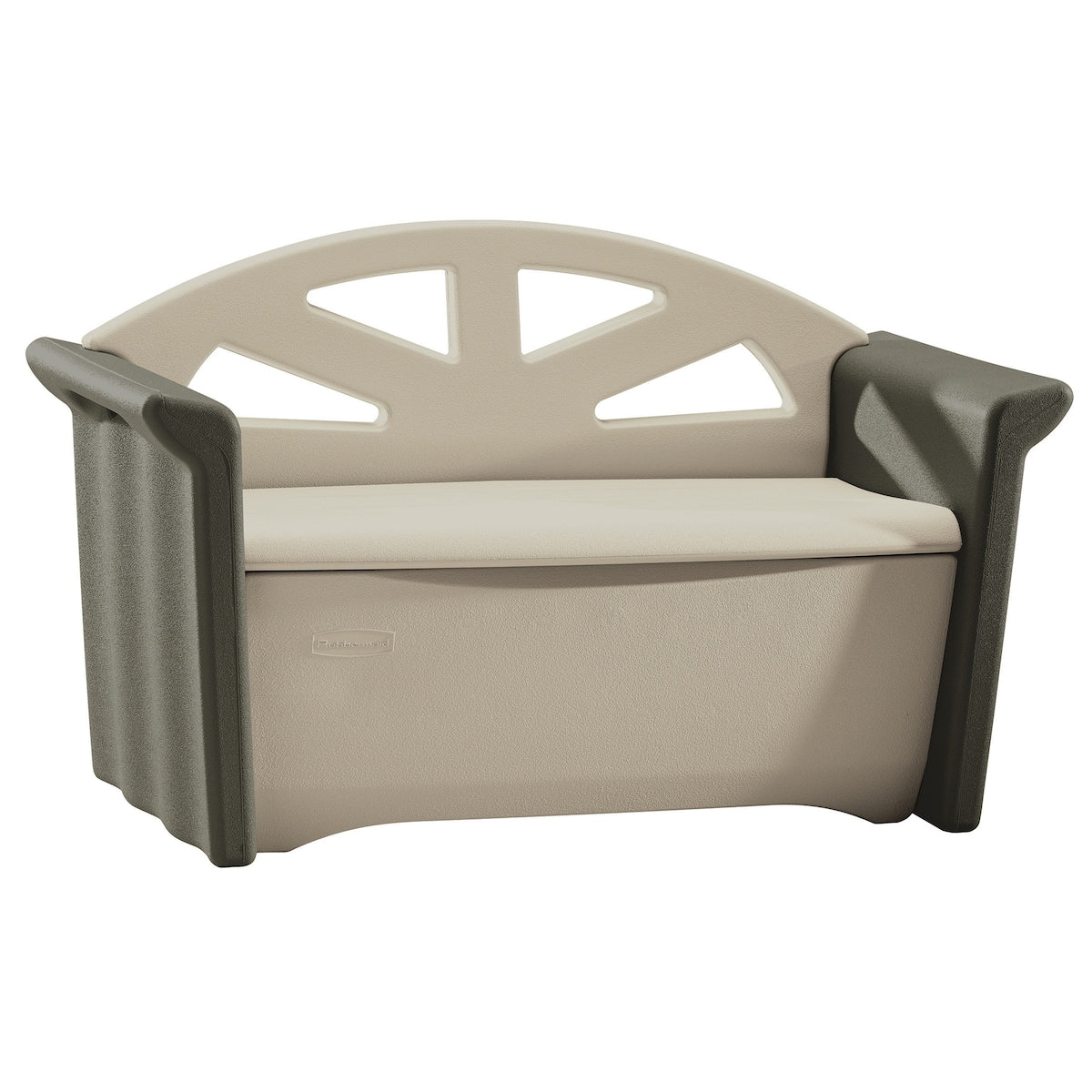 Outdoor Patio Storage Bench, Resin, Olive & Sandstone