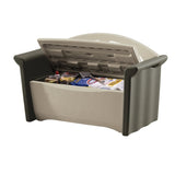 Outdoor Patio Storage Bench, Resin, Olive & Sandstone