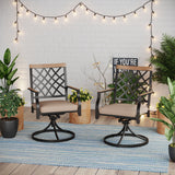 MAISON ARTS Outdoor Patio Swivel Dining Chairs (Set of 2) with Feathers of E-coating and Weather-resistance