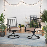MAISON ARTS Outdoor Patio Swivel Dining Chairs (Set of 2) with Feathers of E-coating and Weather-resistance