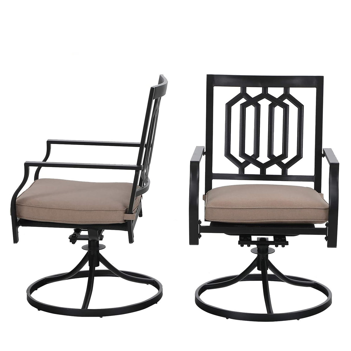 MAISON ARTS Outdoor Patio Swivel Dining Chairs (Set of 2) with Feathers of E-coating and Weather-resistance