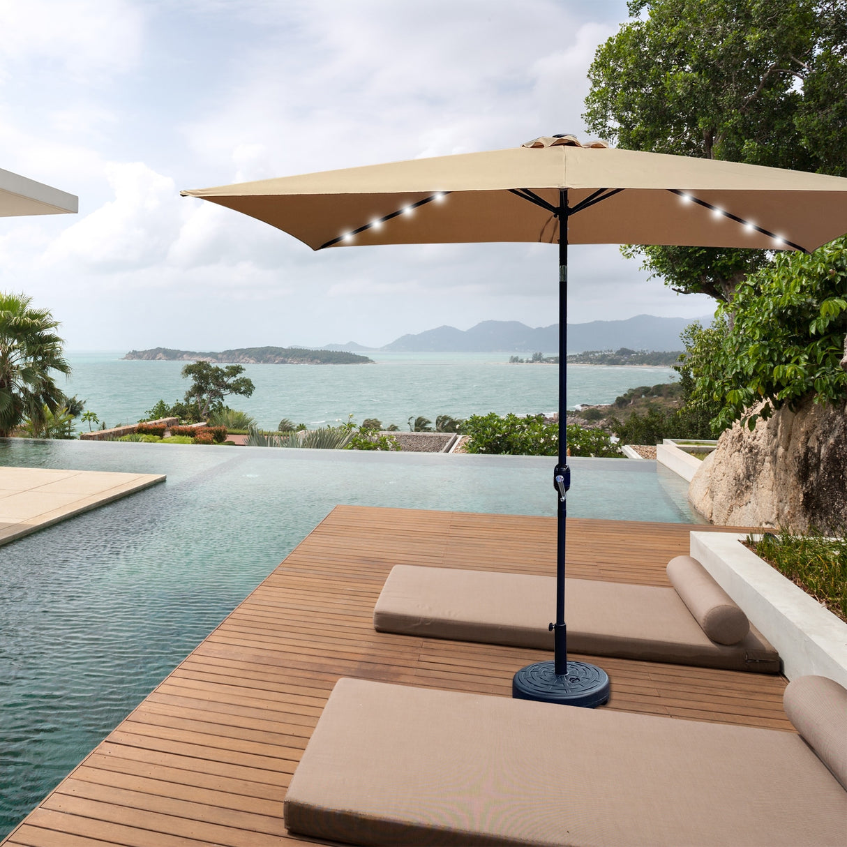 10 Ft x 6.5 Ft Rectangular Market Outdoor Patio Umbrella