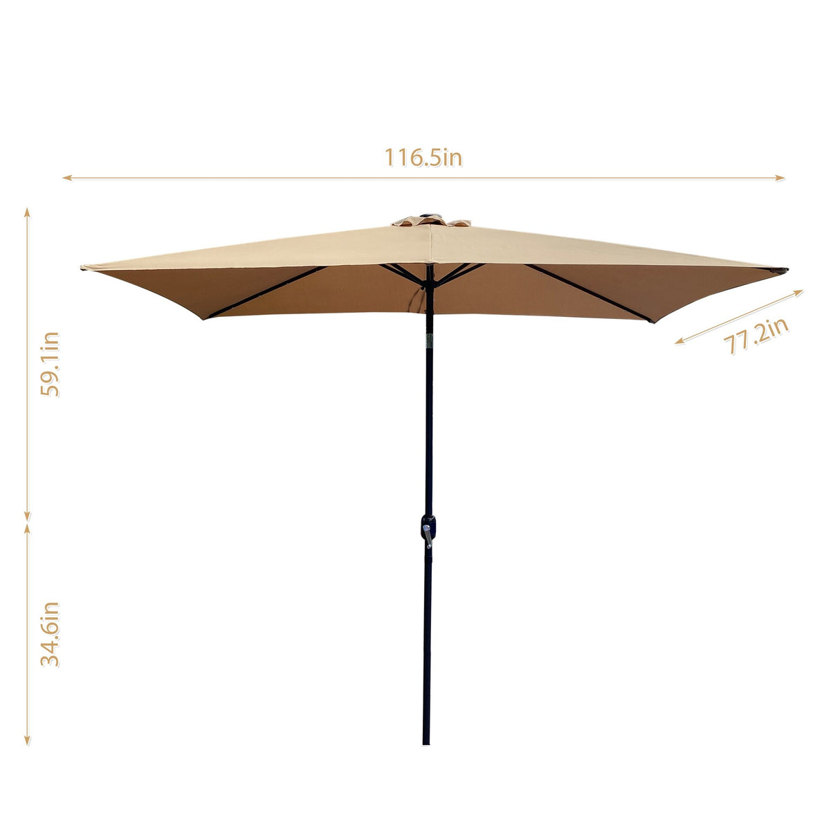 10 Ft x 6.5 Ft Rectangular Market Outdoor Patio Umbrella