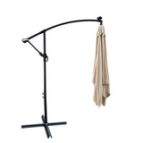 Outdoor Market Umbrella with Base and Solar Powered LED Lights