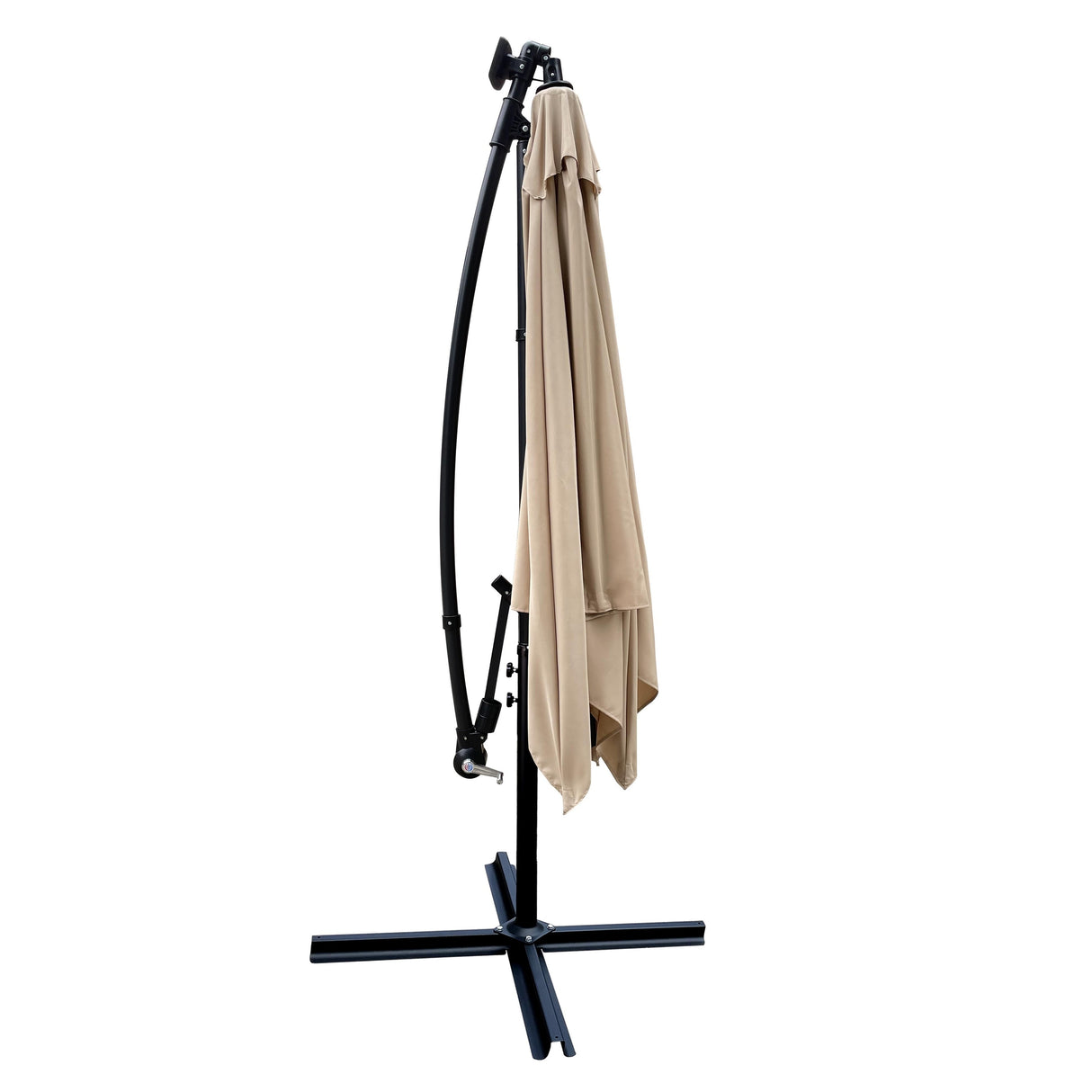 Outdoor Market Umbrella with Base and Solar Powered LED Lights