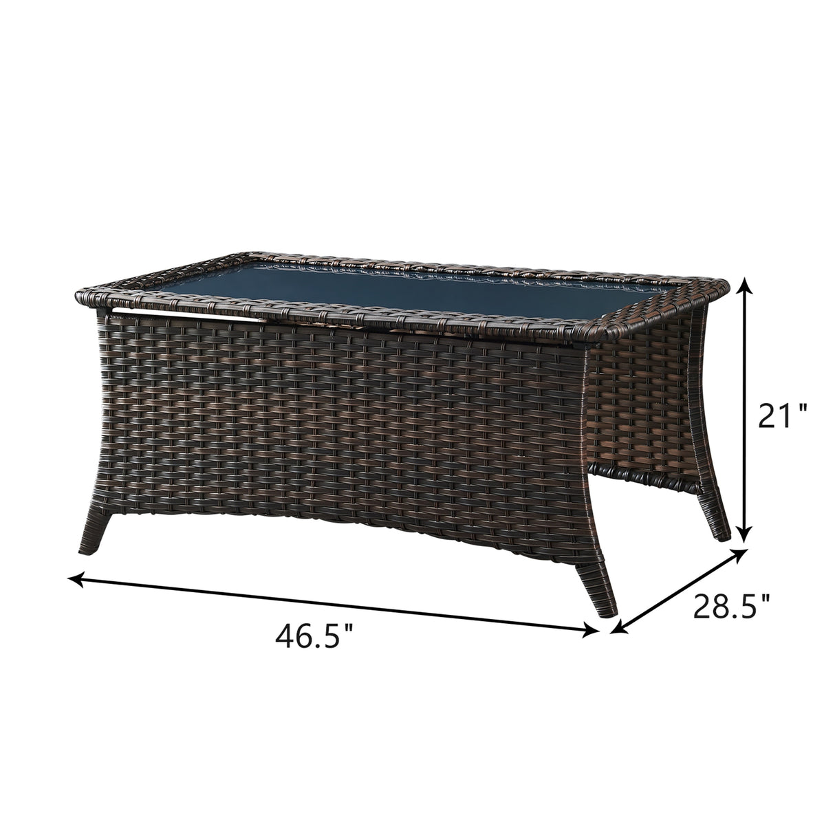 Pocassy Outdoor Patio Wicker Coffee Table-Rectangle - 46.5X28.5X21