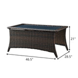 Pocassy Outdoor Patio Wicker Coffee Table-Rectangle - 46.5X28.5X21