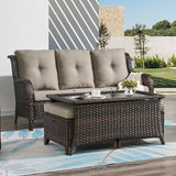 Pocassy Outdoor Patio Wicker Coffee Table-Rectangle - 46.5X28.5X21