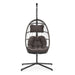 Outdoor Patio Wicker Hanging Chair Swing Chair Patio Egg Chair UV Resistant Grey Cushion Chair with Aluminum Frame