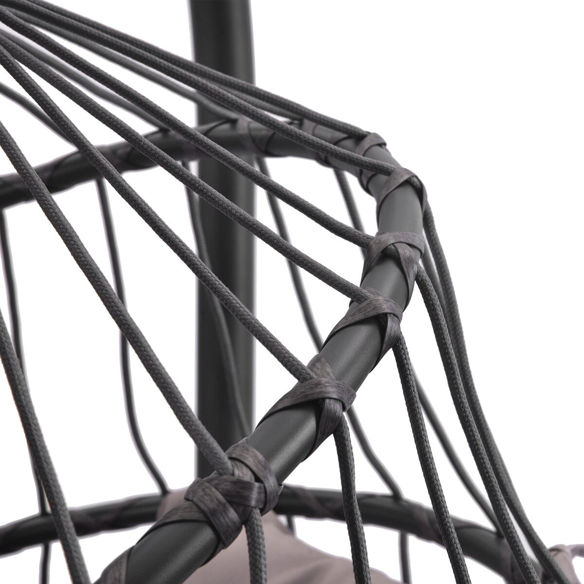 Outdoor Patio Wicker Hanging Chair Swing Chair Patio Egg Chair UV Resistant Grey Cushion Chair with Aluminum Frame