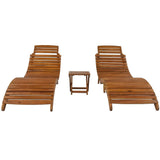 Outdoor Patio Wood Portable Extended Chaise Lounge Set - 36.2”Lx21.3"W