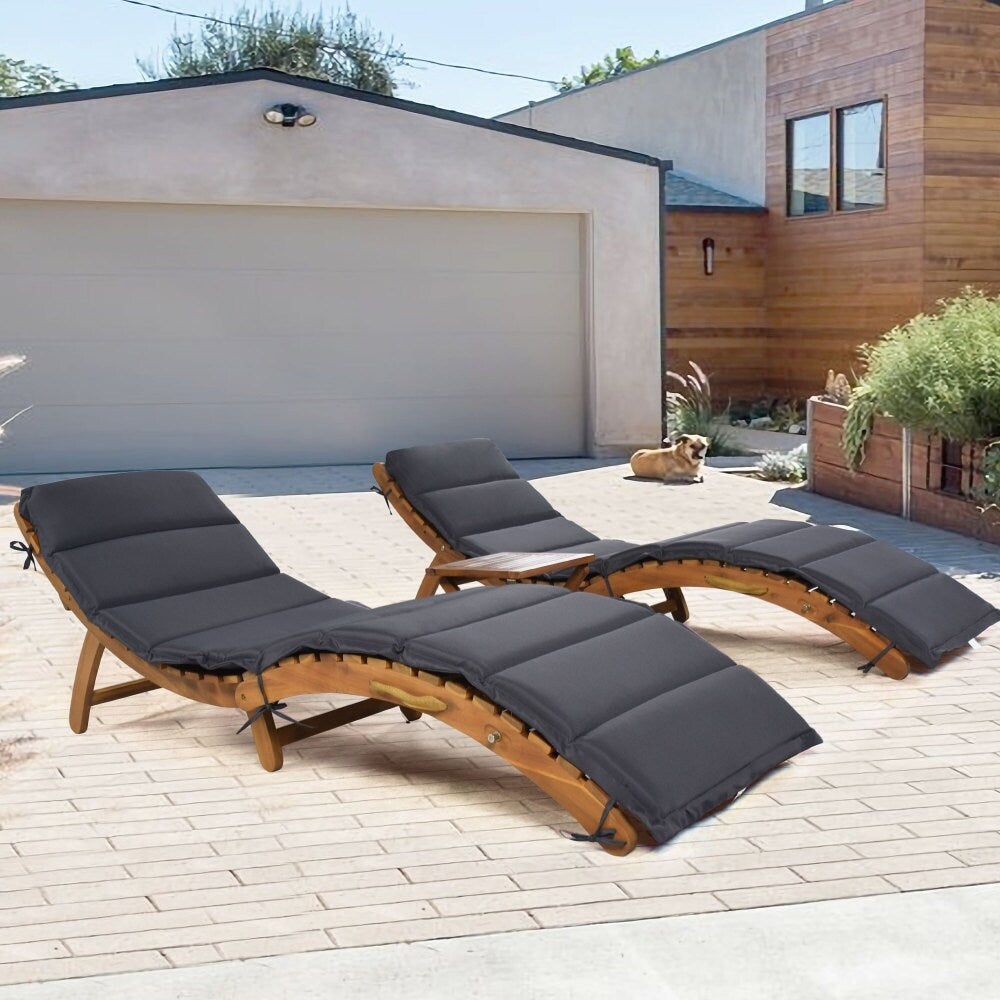 Outdoor Patio Wood Portable Extended Chaise Lounge Set - 36.2”Lx21.3"W