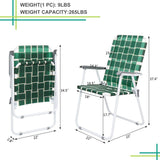 Outdoor Picnic Camping Folding Beach Chair Set of 2 - Dark Green