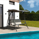 Outdoor Porch Swing with Adjustable Canopy and Durable Steel Frame