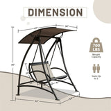 Outdoor Porch Swing with Adjustable Canopy and Durable Steel Frame