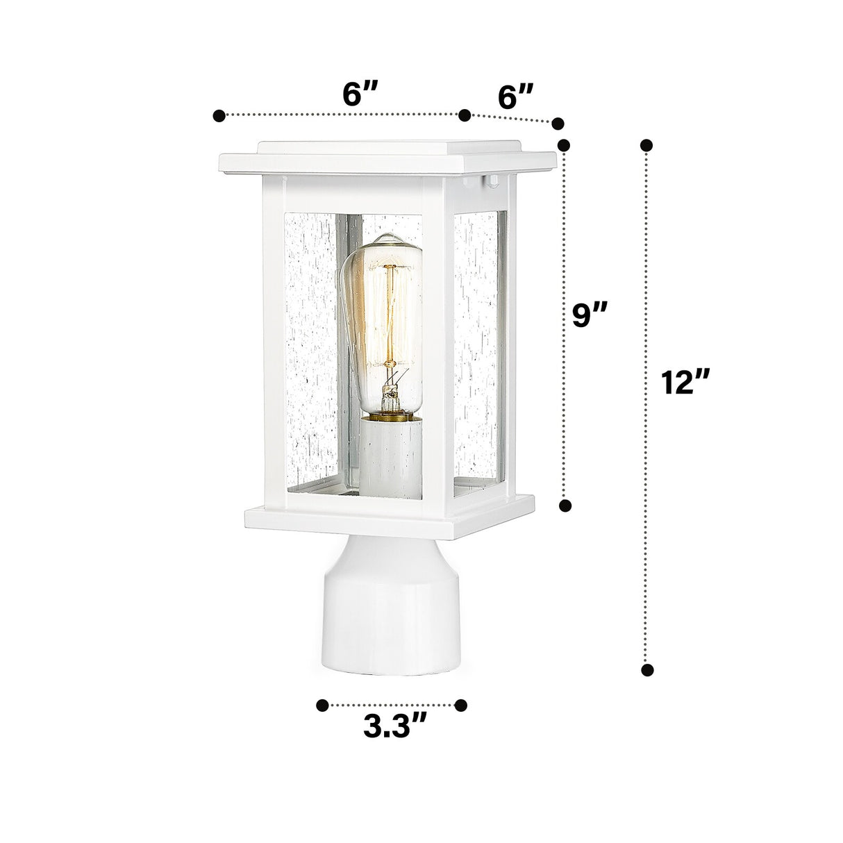Outdoor Post Light Fixtures, 1-Light with Seeded Glass - ‎6 x 6 x 12 inches