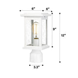 Outdoor Post Light Fixtures, 1-Light with Seeded Glass - ‎6 x 6 x 12 inches
