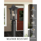 JAZAVA Outdoor Post Light, Outdoor Pole Lantern Pillar Light Fixture with Seeded Glass Shade, Matte Black Finish