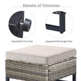 Gymojoy Outdoor Rattan Wicker Ottoman Seat
