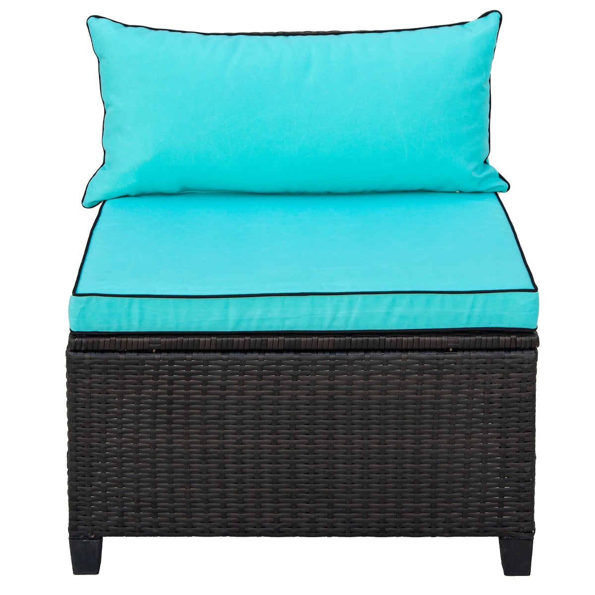 Outdoor Rattan Wicker Sofa Set with Planked Coffee Table