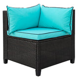 Outdoor Rattan Wicker Sofa Set with Planked Coffee Table