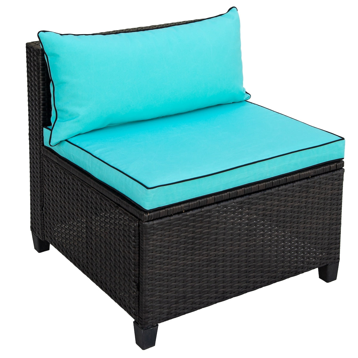 Outdoor Rattan Wicker Sofa Set with Planked Coffee Table