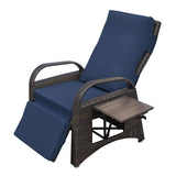 Outdoor Recliner Chair,Separate Adjustment Mechanism PE Wicker Adjustable Reclining Lounge Chair and Removable Soft Cushion