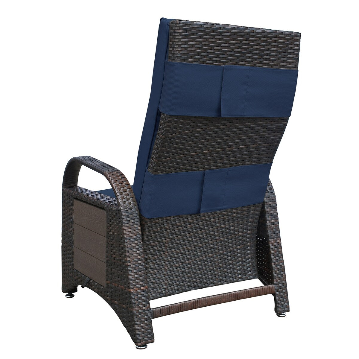 Outdoor Recliner Chair,Separate Adjustment Mechanism PE Wicker Adjustable Reclining Lounge Chair and Removable Soft Cushion