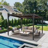 Outdoor Rectangle Wall Mounted Gazebo with Metal Frame Lean to Pergola Sunroom with Sloping Soft-Roof