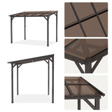 Outdoor Rectangle Wall Mounted Gazebo with Metal Frame Lean to Pergola Sunroom with Sloping Soft-Roof