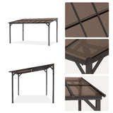 Outdoor Rectangle Wall Mounted Gazebo with Metal Frame Lean to Pergola Sunroom with Sloping Soft-Roof