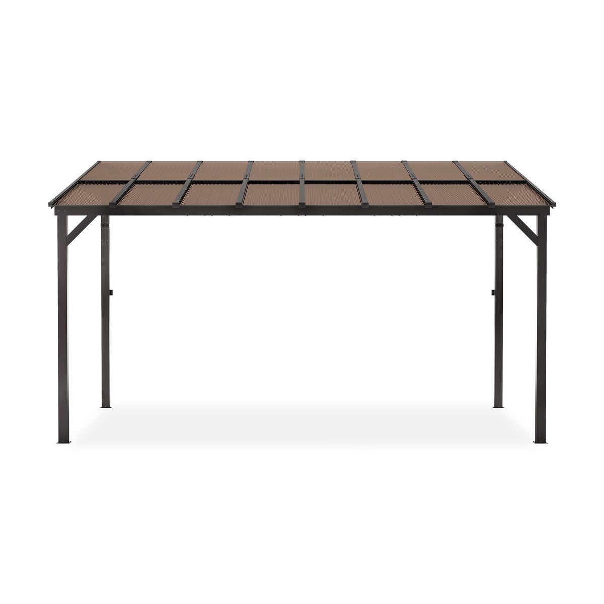 Outdoor Rectangle Wall Mounted Gazebo with Metal Frame Lean to Pergola Sunroom with Sloping Soft-Roof