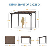 Outdoor Rectangle Wall Mounted Gazebo with Metal Frame Lean to Pergola Sunroom with Sloping Soft-Roof