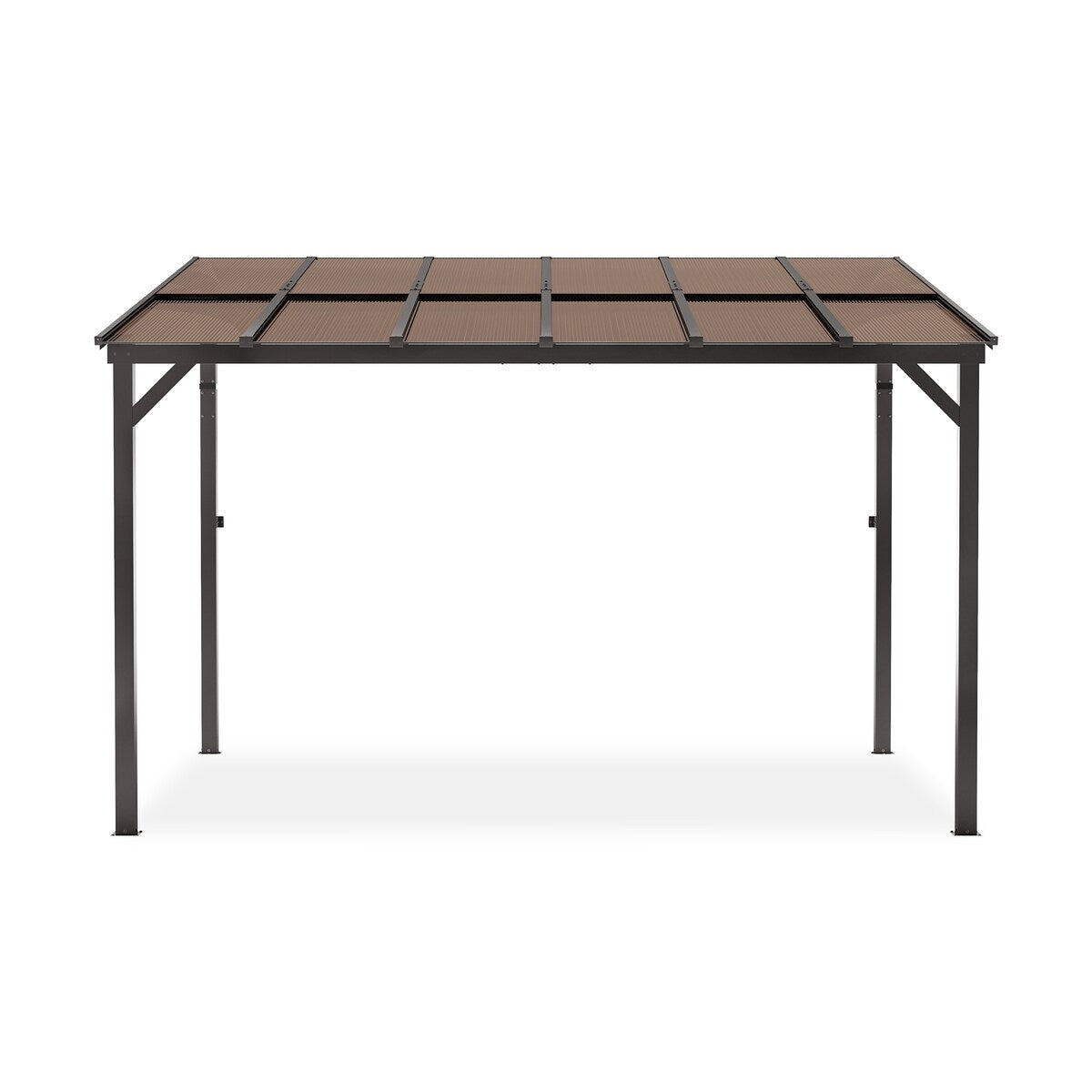 Outdoor Rectangle Wall Mounted Gazebo with Metal Frame Lean to Pergola Sunroom with Sloping Soft-Roof