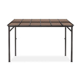 Outdoor Rectangle Wall Mounted Gazebo with Metal Frame Lean to Pergola Sunroom with Sloping Soft-Roof