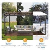 Outdoor Rectangle Wall Mounted Gazebo with Metal Frame Lean to Pergola Sunroom with Sloping Soft-Roof