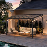 Outdoor Rectangle Wall Mounted Gazebo with Metal Frame Lean to Pergola Sunroom with Sloping Soft-Roof